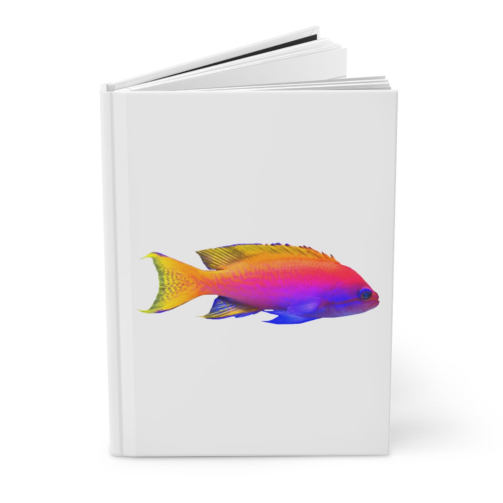 Colored Fish Hardcover Journal with matte finish, featuring customizable covers and lined pages.