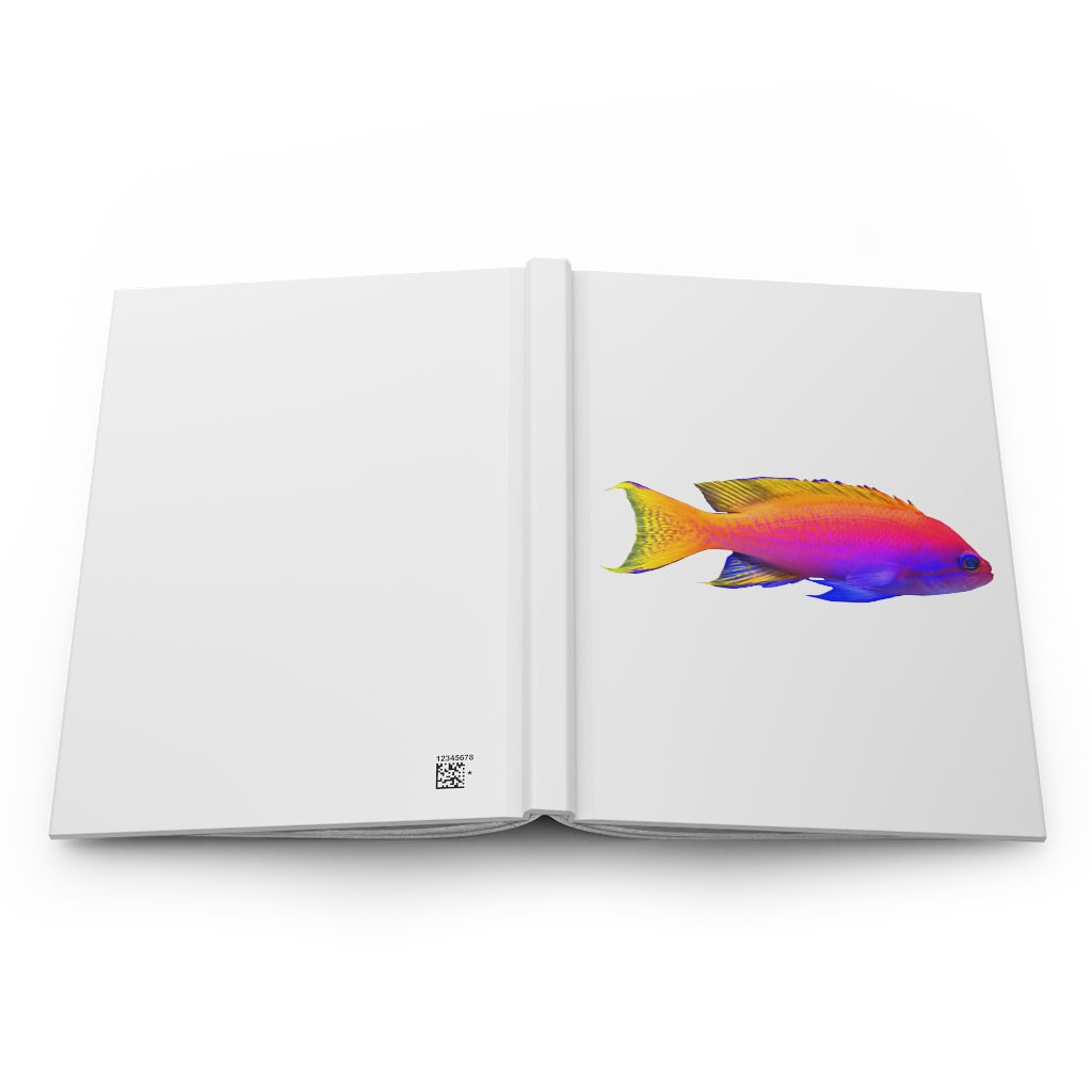 Colored Fish Hardcover Journal with matte finish, featuring customizable covers and lined pages.