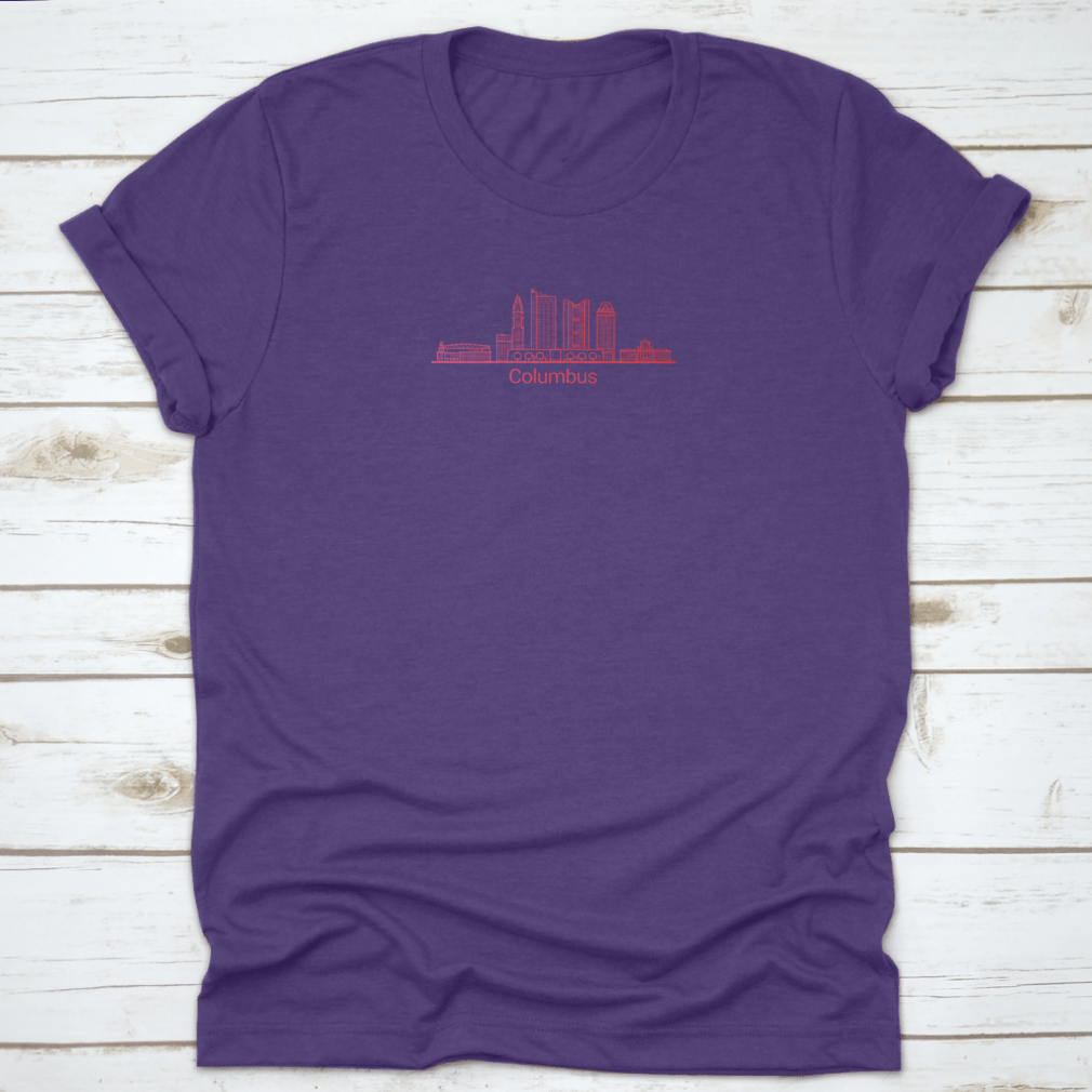 Customizable Colored Line Banner showcasing Columbus City skyline with vibrant colors and iconic buildings.