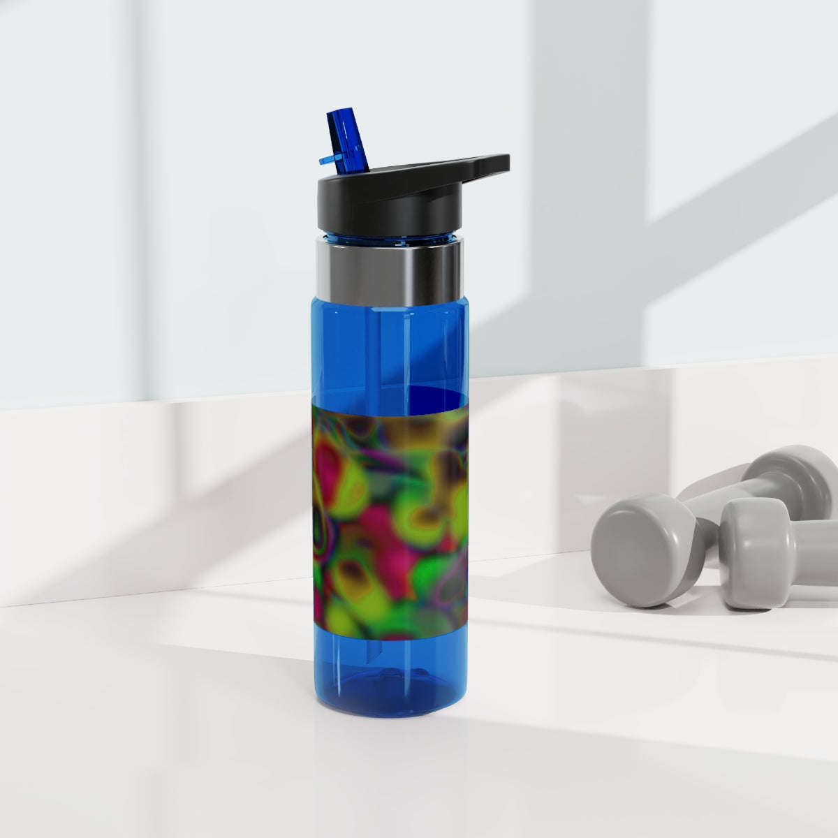 Colorful Cloud Painting Kensington Tritan™ Sport Bottle, 20oz, featuring a vibrant design and a convenient carabiner hook.