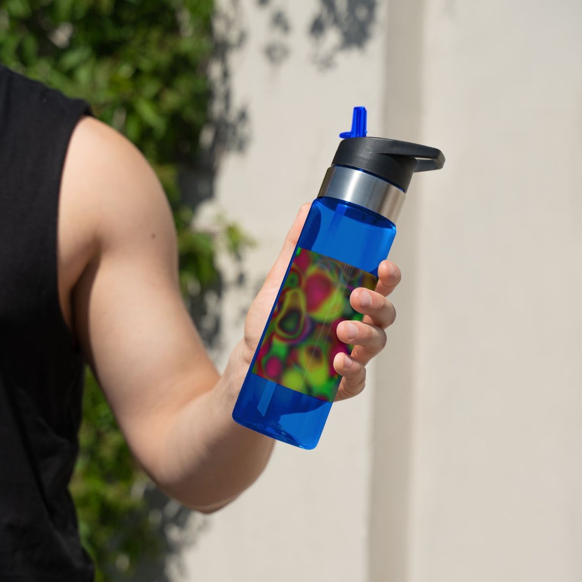 Colorful Cloud Painting Kensington Tritan™ Sport Bottle, 20oz, featuring a vibrant design and a convenient carabiner hook.