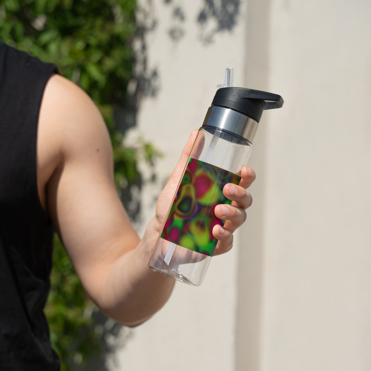 Colorful Cloud Painting Kensington Tritan™ Sport Bottle, 20oz, featuring a vibrant design and a convenient carabiner hook.