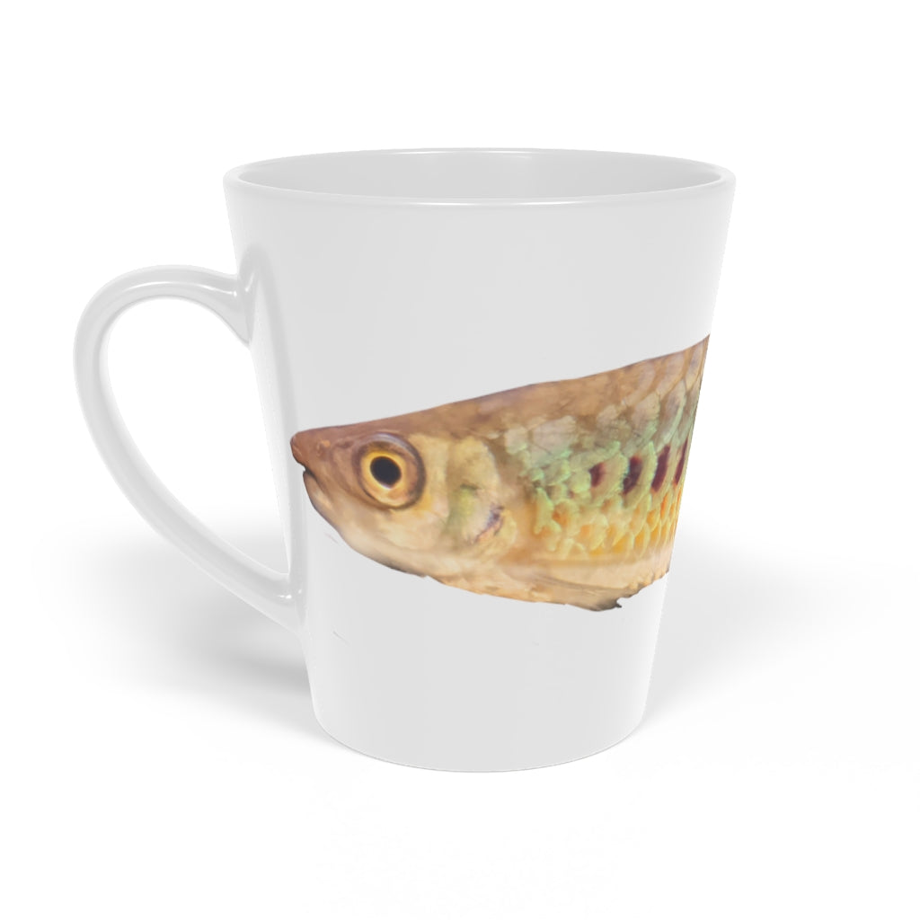 Colorful Fish Latte Mug, 12oz with vibrant fish design and easy-grip handle, perfect for lattes and beverages.