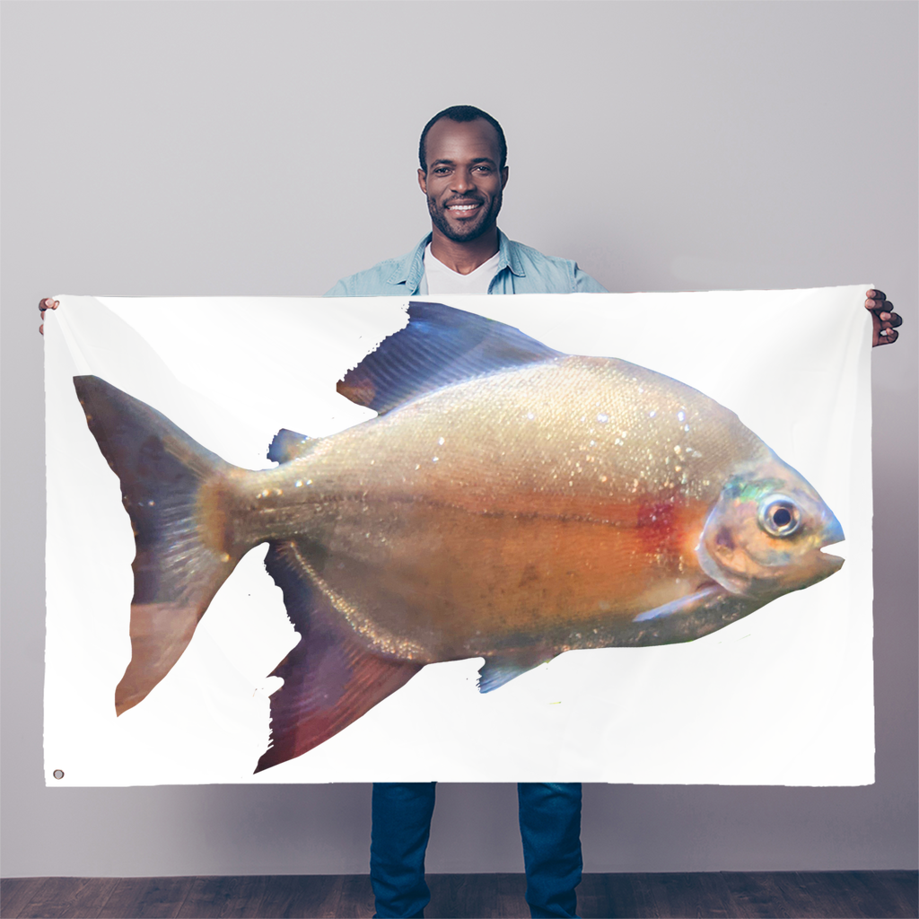 Colorful Fish Sublimation Flag, 5FT x 3FT, made of durable polyester with vibrant colors and double-stitched edges.