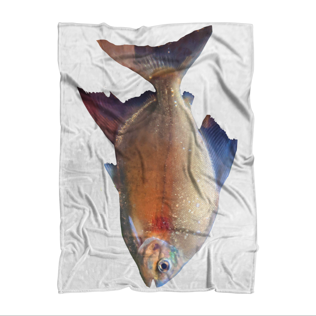 Colorful Fish Sublimation Throw Blanket featuring vibrant fish patterns on soft fleece fabric, ideal for cozying up or home decor.