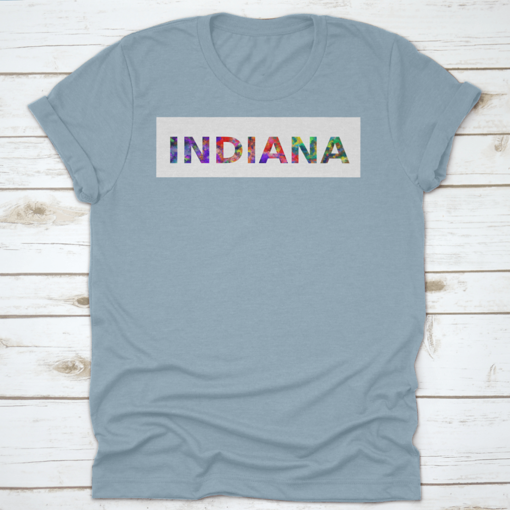 Colorful Indiana Hoosier State typography banner showcasing love for Indiana, made from soft cotton fabric.