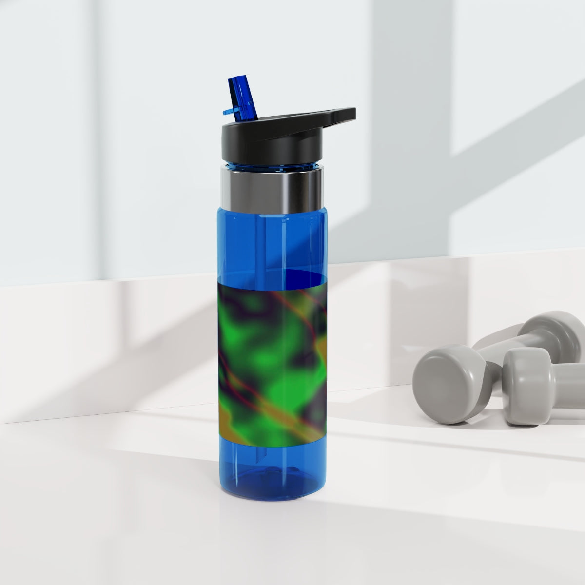 Colorful Painting Kensington Tritan™ Sport Bottle, 20oz with a vibrant design, screw-on lid, and carabiner hook for easy attachment.