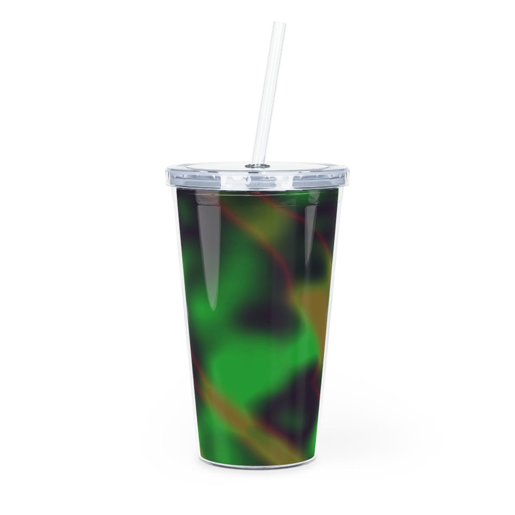 Colorful Painting Plastic Tumbler with Straw, featuring a vibrant design and a secure lid, perfect for parties and gatherings.