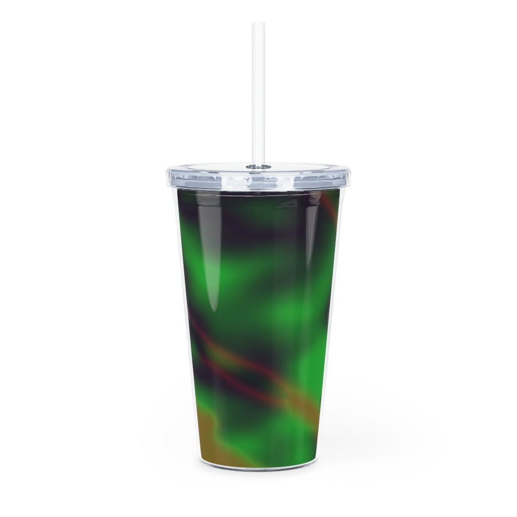 Colorful Painting Plastic Tumbler with Straw, featuring a vibrant design and a secure lid, perfect for parties and gatherings.