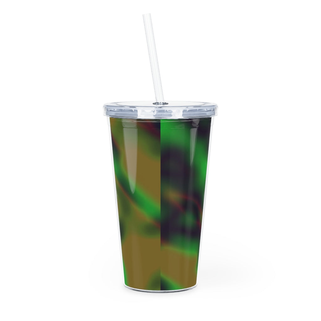 Colorful Painting Plastic Tumbler with Straw, featuring a vibrant design and a secure lid, perfect for parties and gatherings.