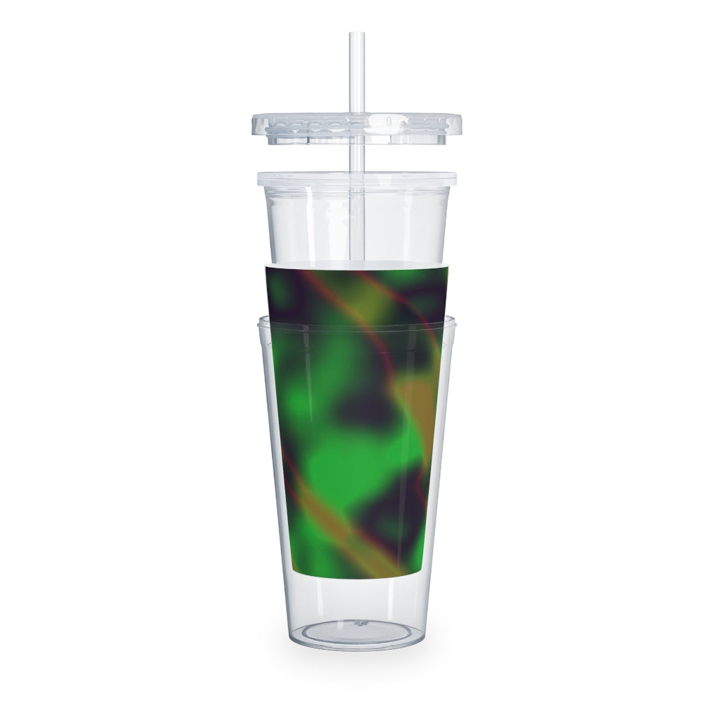 Colorful Painting Plastic Tumbler with Straw, featuring a vibrant design and a secure lid, perfect for parties and gatherings.