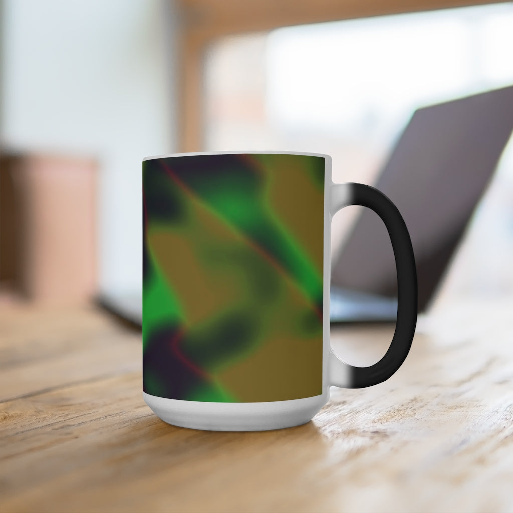 Colorful Pattern Color Changing Mug showcasing vibrant colors and a sleek design, perfect for warm beverages.