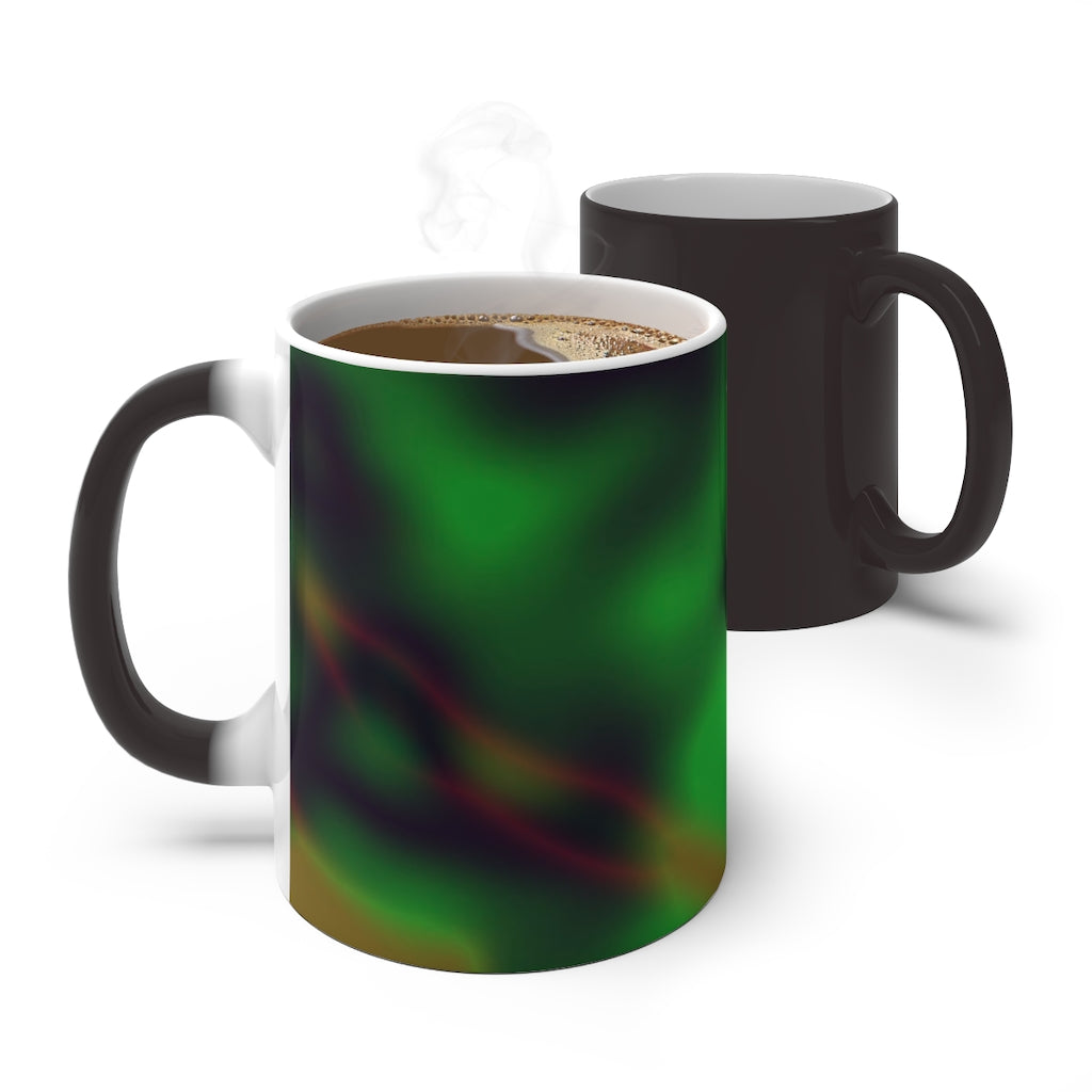 Colorful Pattern Color Changing Mug showcasing vibrant colors and a sleek design, perfect for warm beverages.