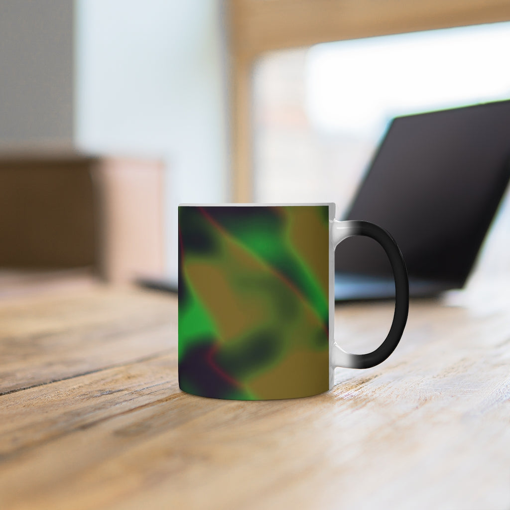 Colorful Pattern Color Changing Mug showcasing vibrant colors and a sleek design, perfect for warm beverages.