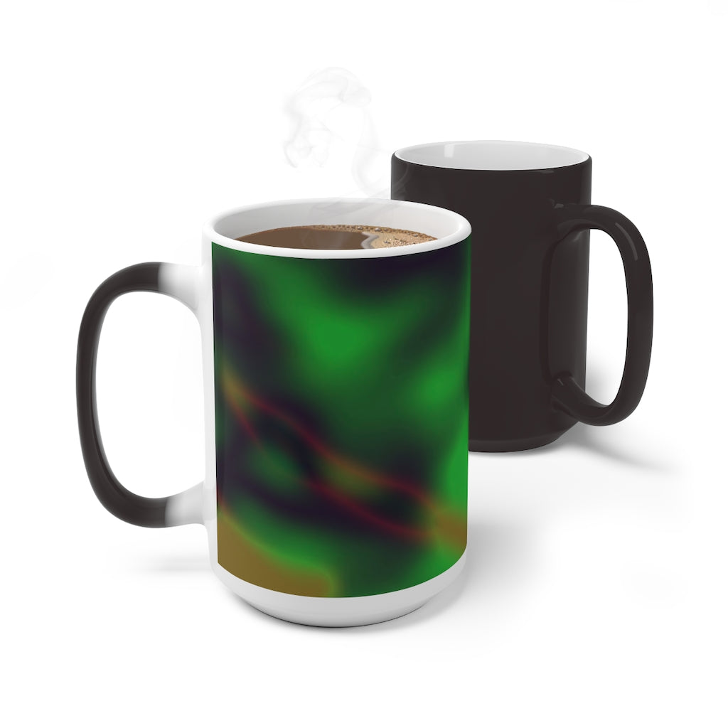 Colorful Pattern Color Changing Mug showcasing vibrant colors and a sleek design, perfect for warm beverages.