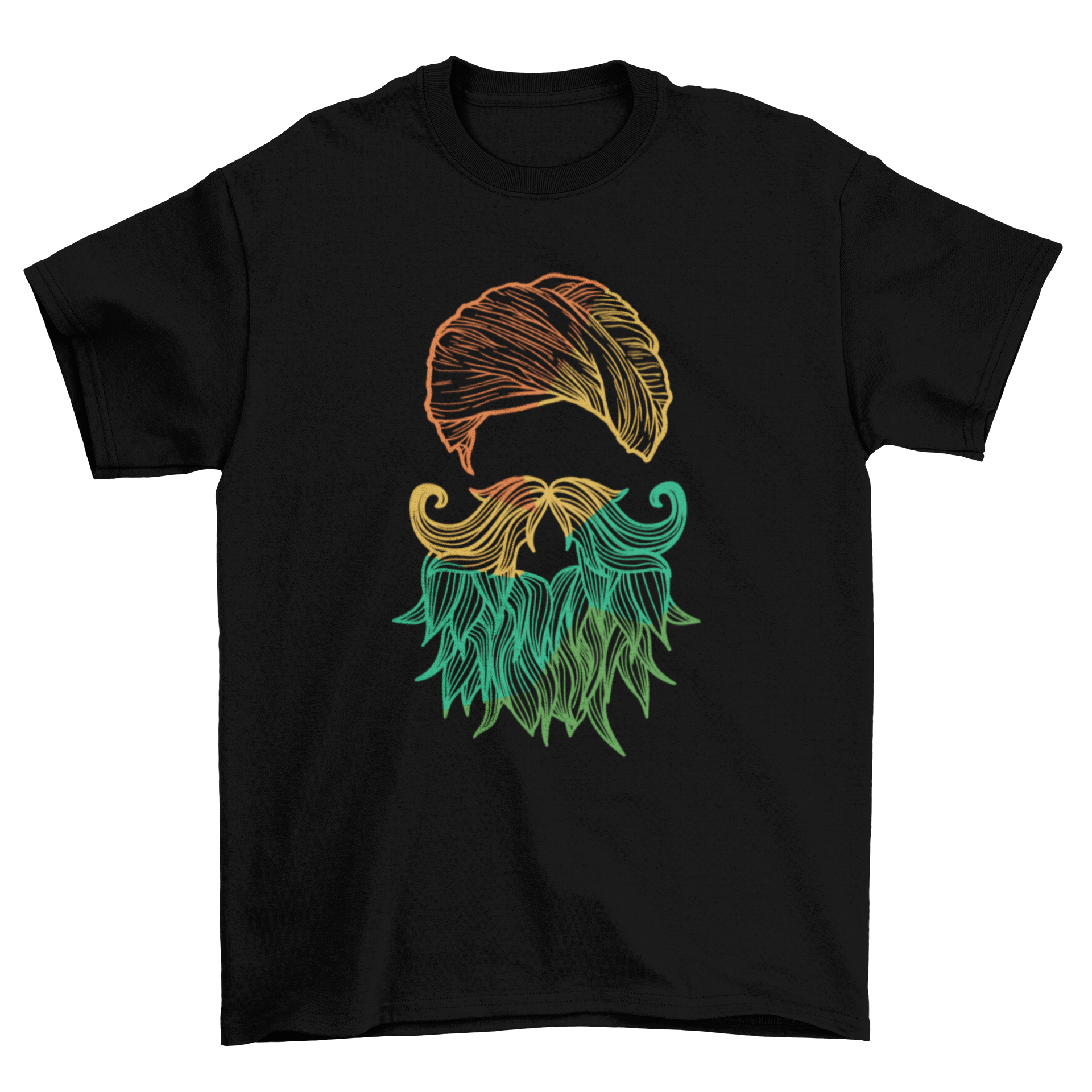 Colorful Sikh Silhouette T-shirt featuring a vibrant bearded man design.