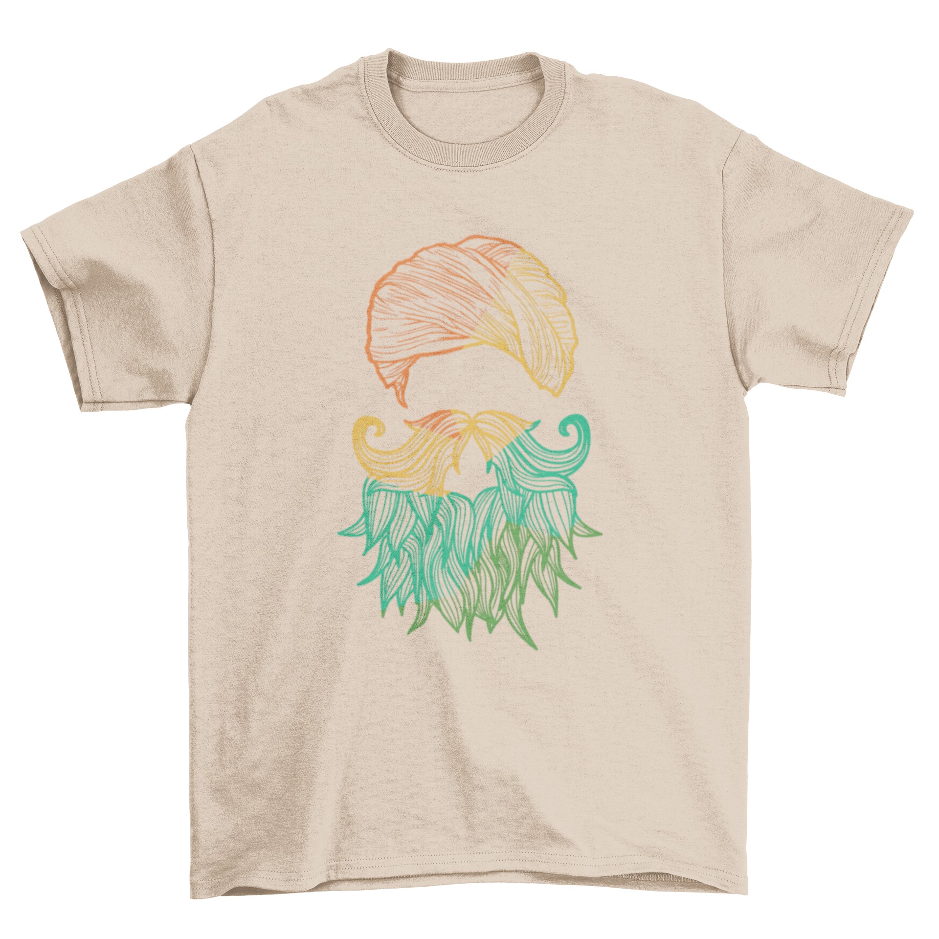 Colorful Sikh Silhouette T-shirt featuring a vibrant bearded man design.