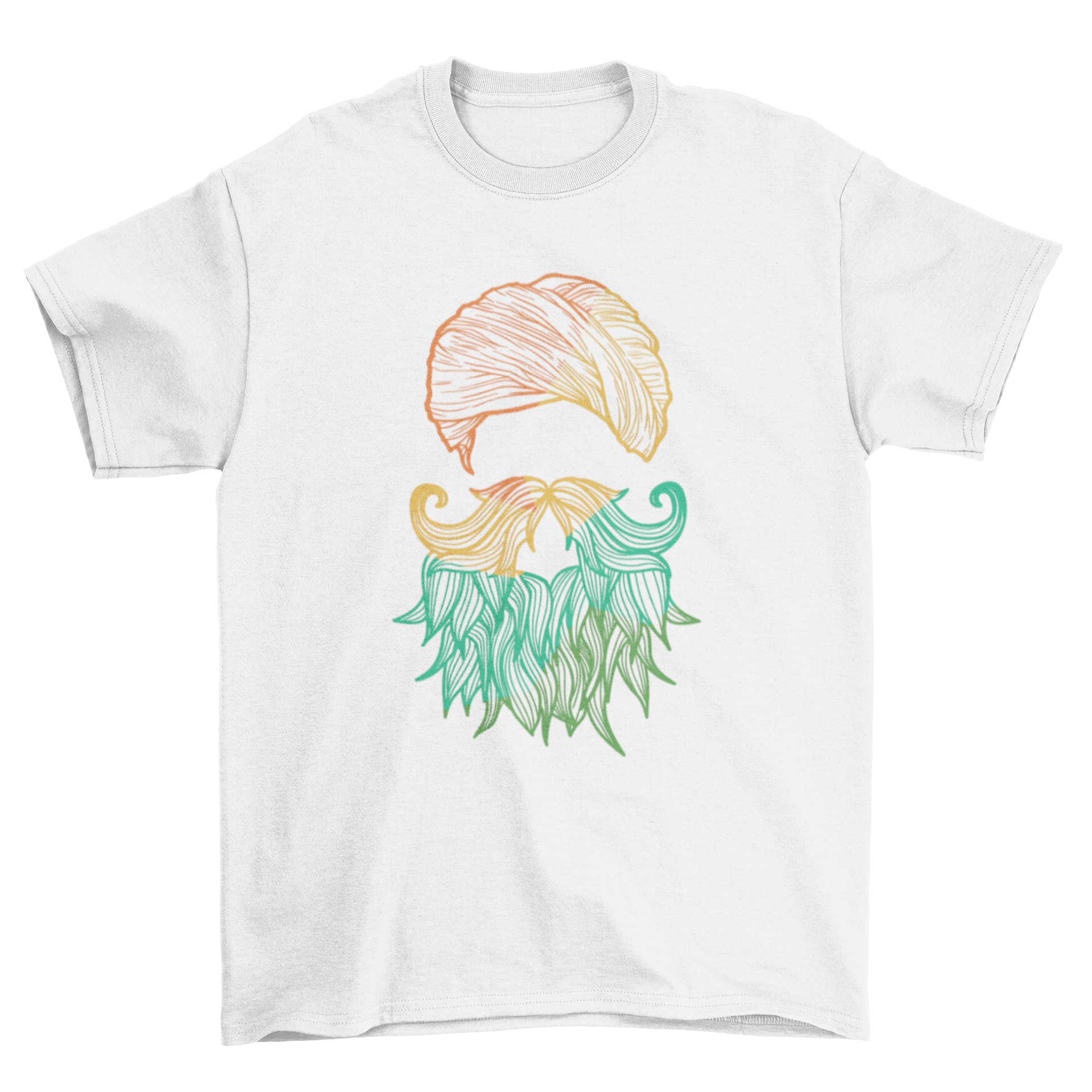 Colorful Sikh Silhouette T-shirt featuring a vibrant bearded man design.