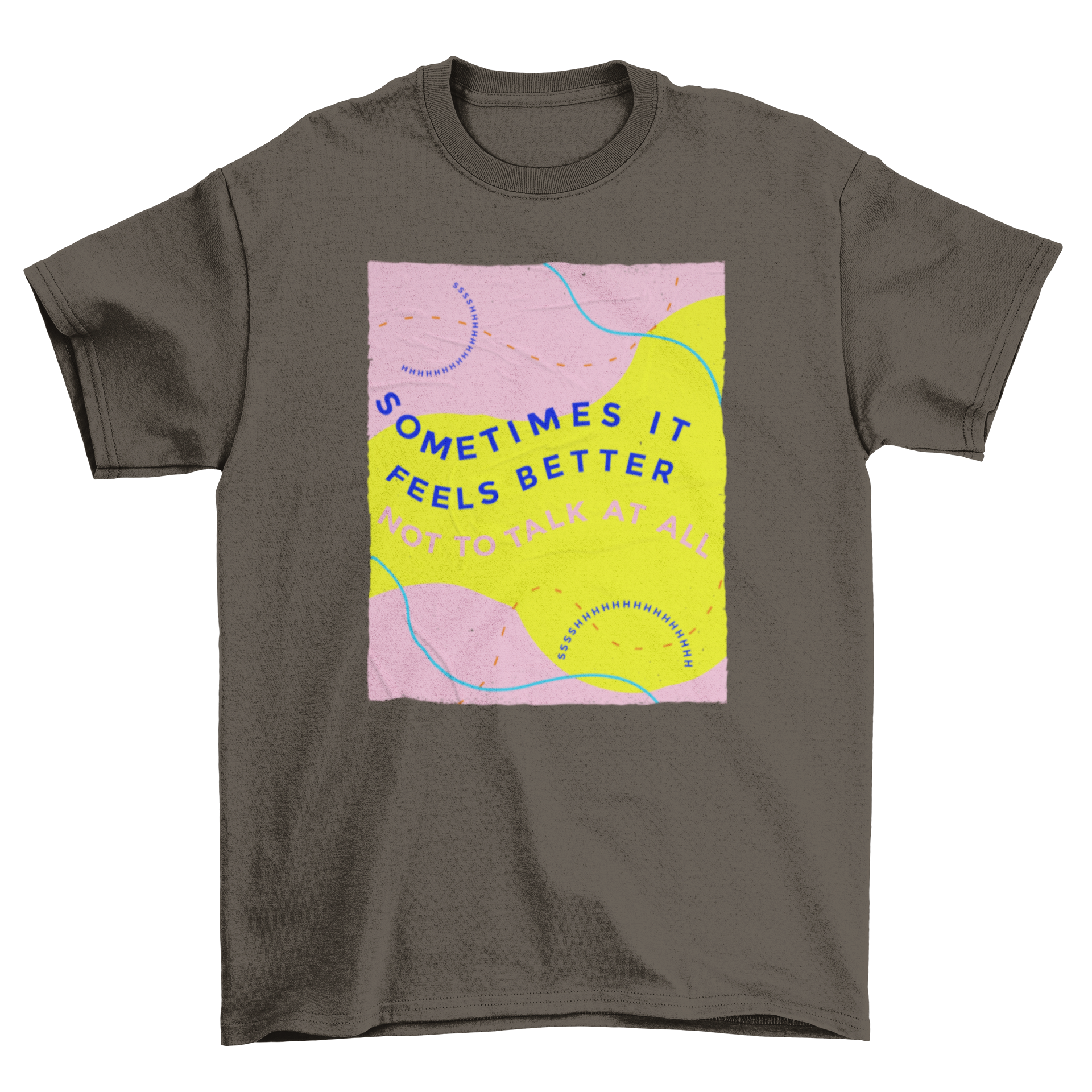 Colorful wavy text t-shirt featuring an inspirational quote in vibrant colors.