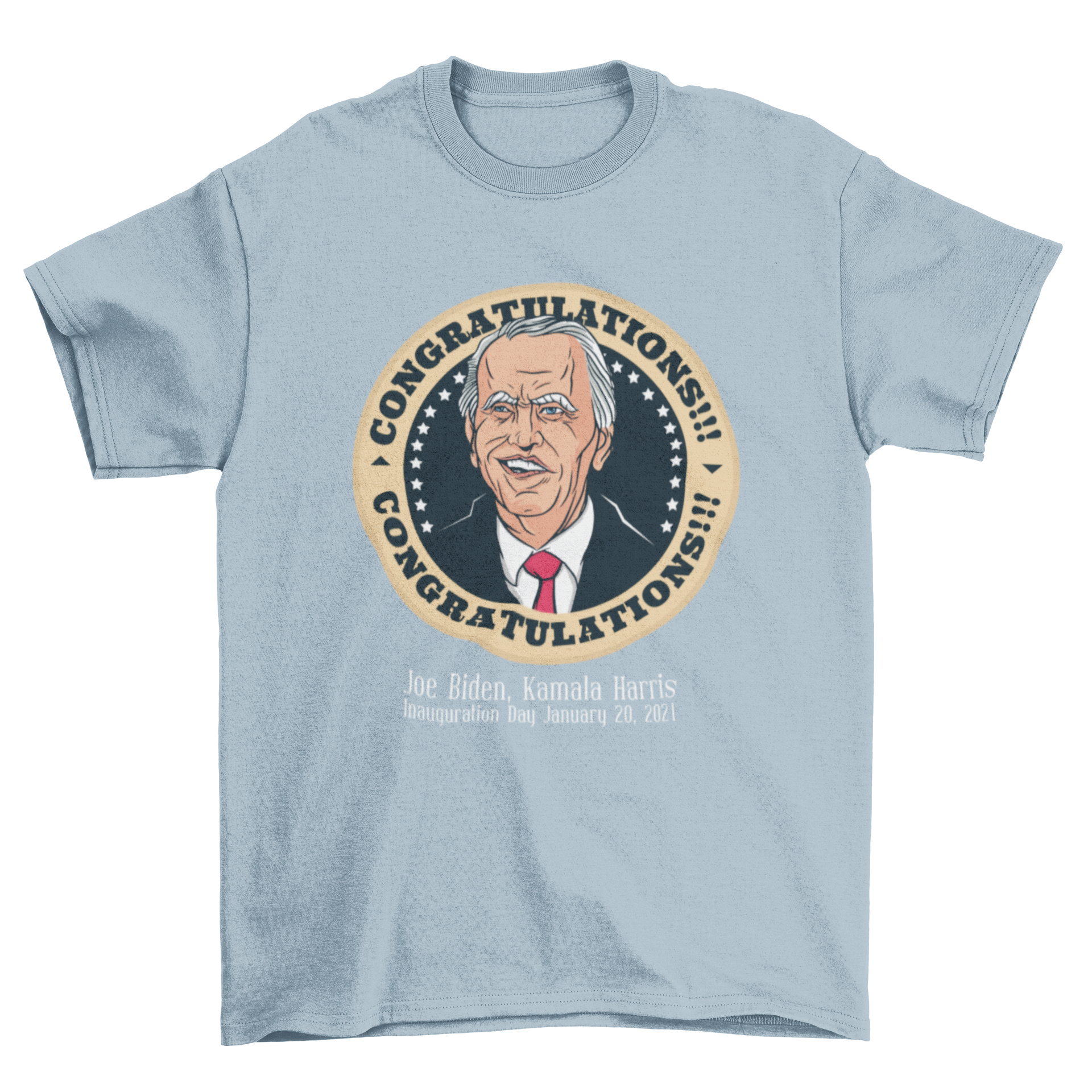 Congratulations Biden t-shirt featuring Joe Biden and the Presidential Seal with inauguration date caption.