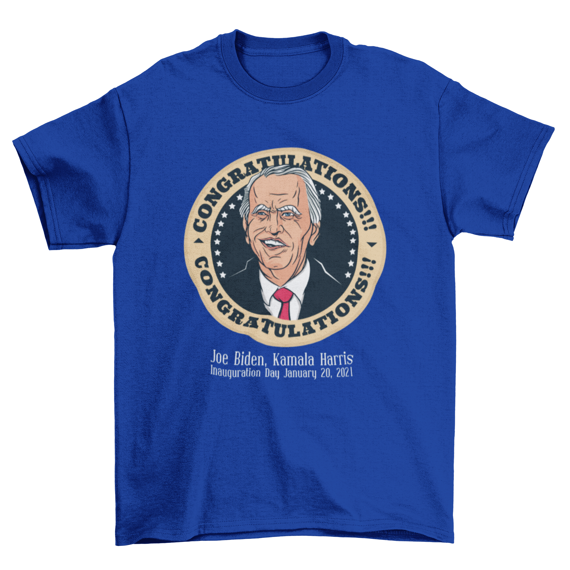 Congratulations Biden t-shirt featuring Joe Biden and the Presidential Seal with inauguration date caption.