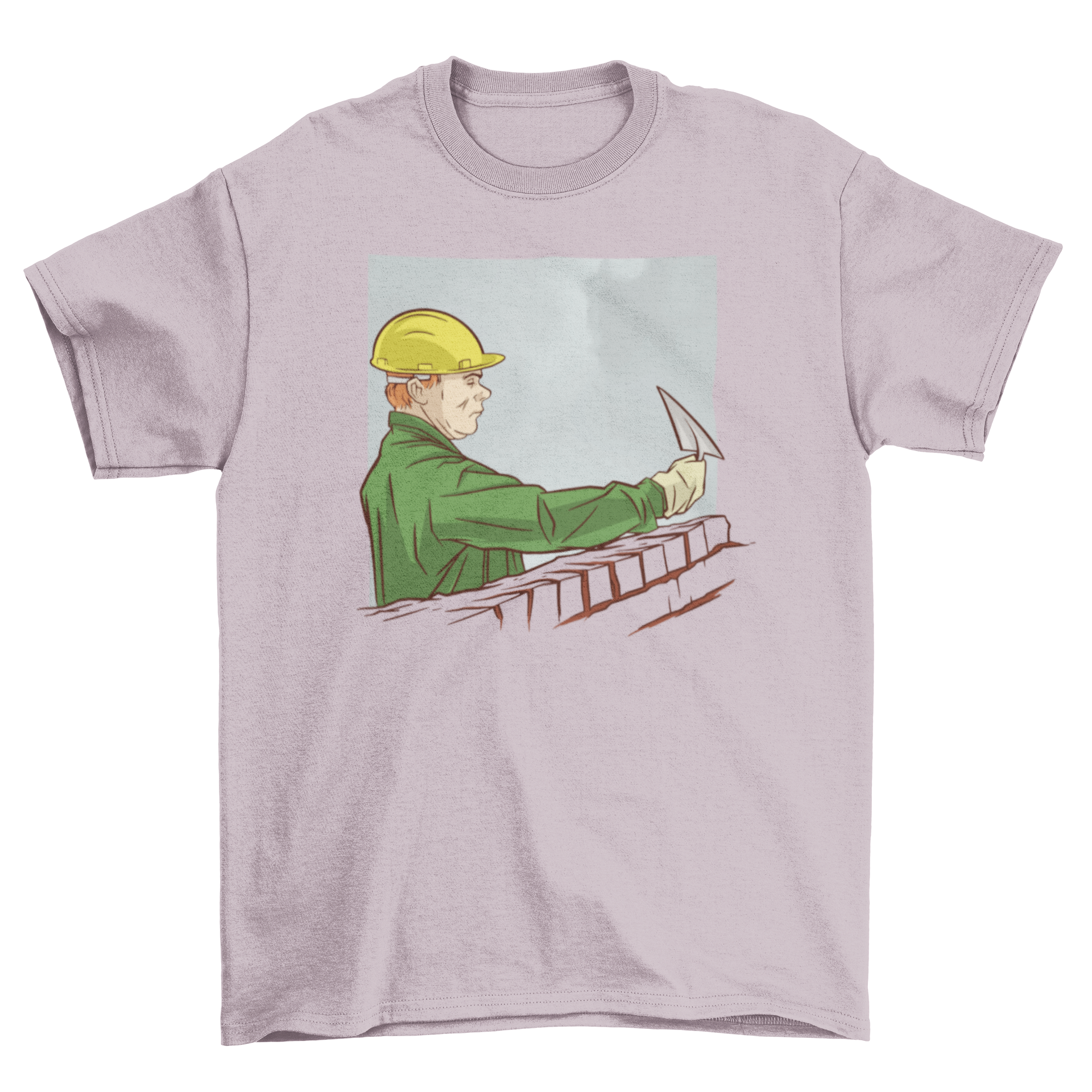 A stylish construction worker t-shirt featuring a unique graphic design of a construction worker, perfect for casual and work wear.