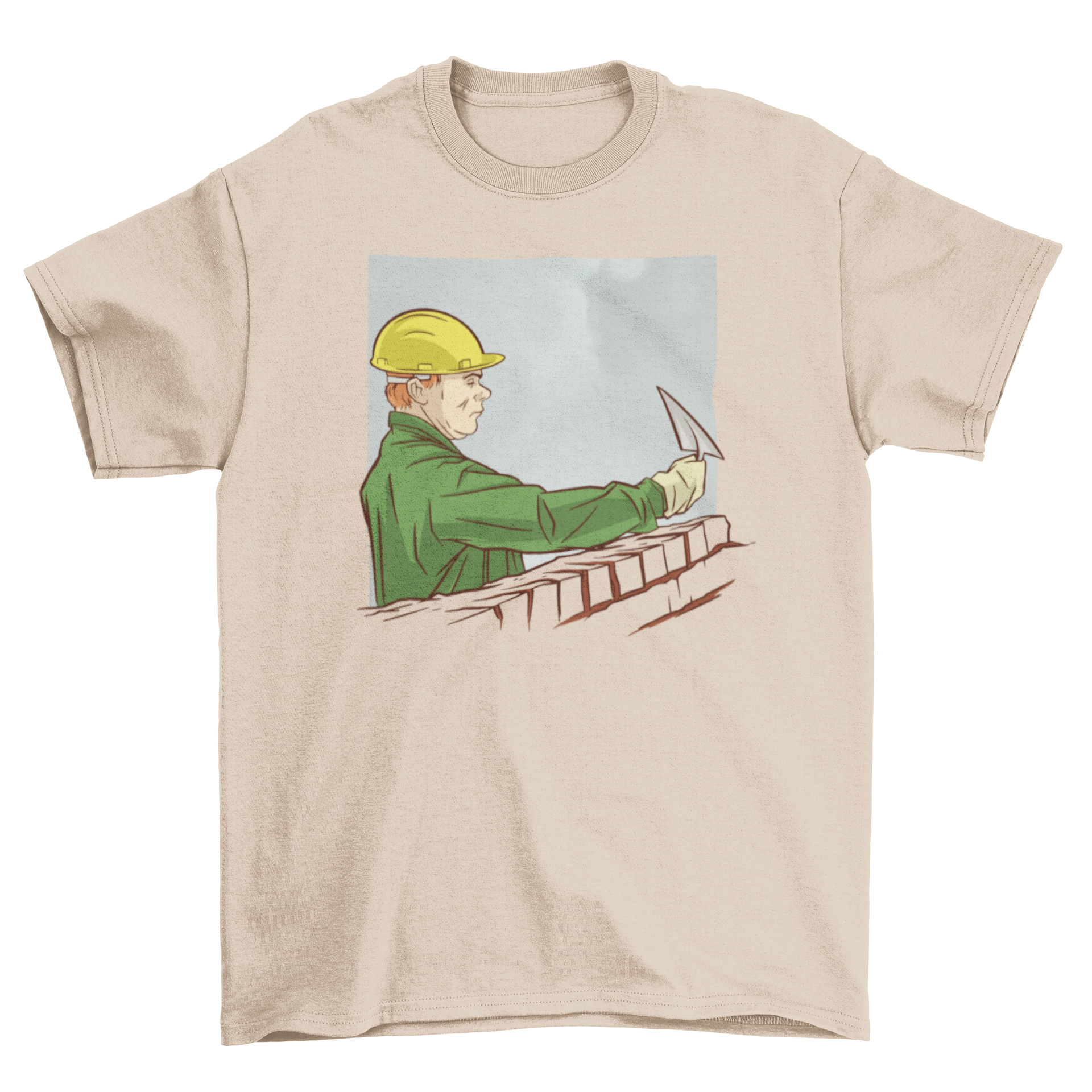 A stylish construction worker t-shirt featuring a unique graphic design of a construction worker, perfect for casual and work wear.