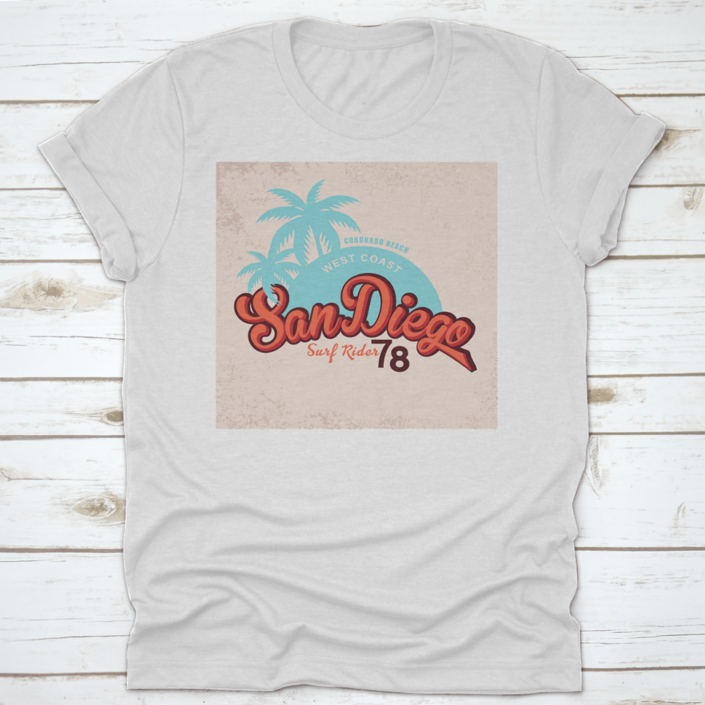 Coronado Beach T-shirt featuring a stylish coconut tree design, perfect for beach lovers.