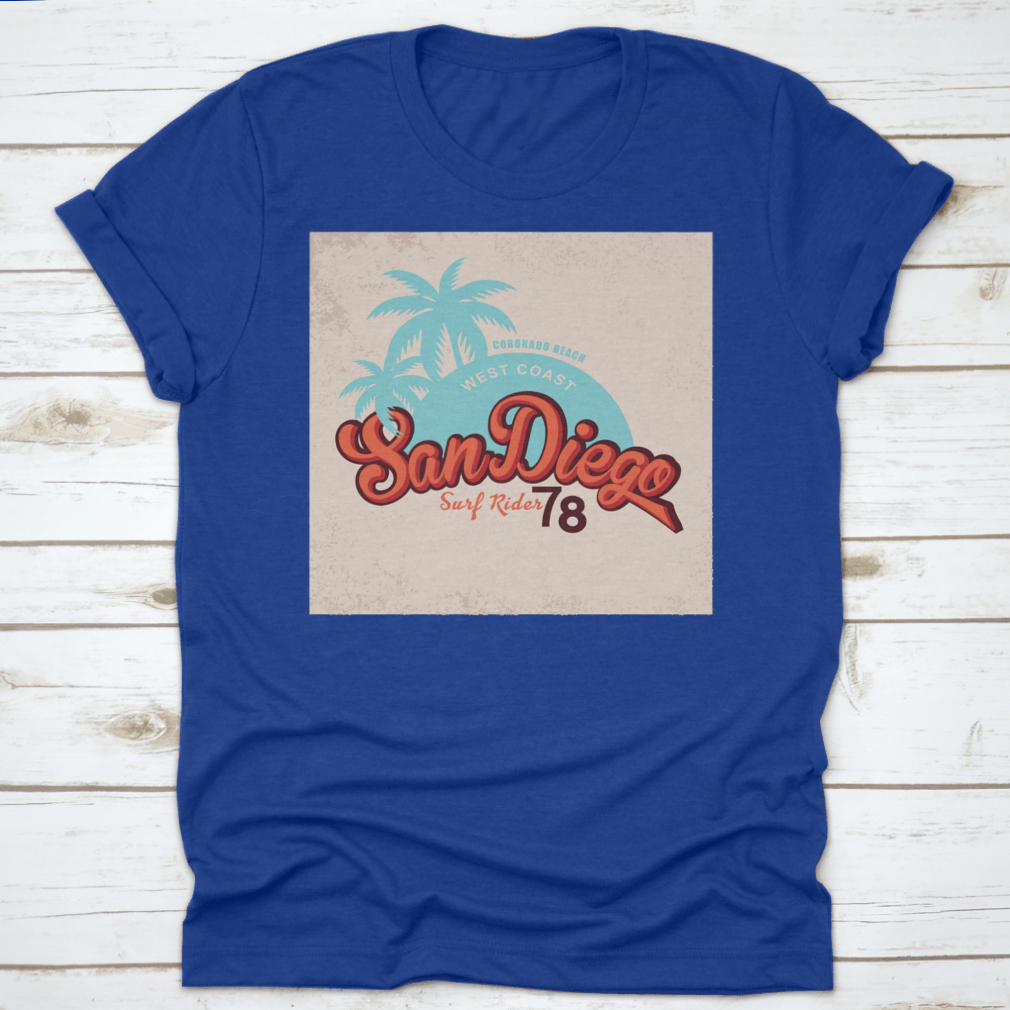 Coronado Beach T-shirt featuring a stylish coconut tree design, perfect for beach lovers.