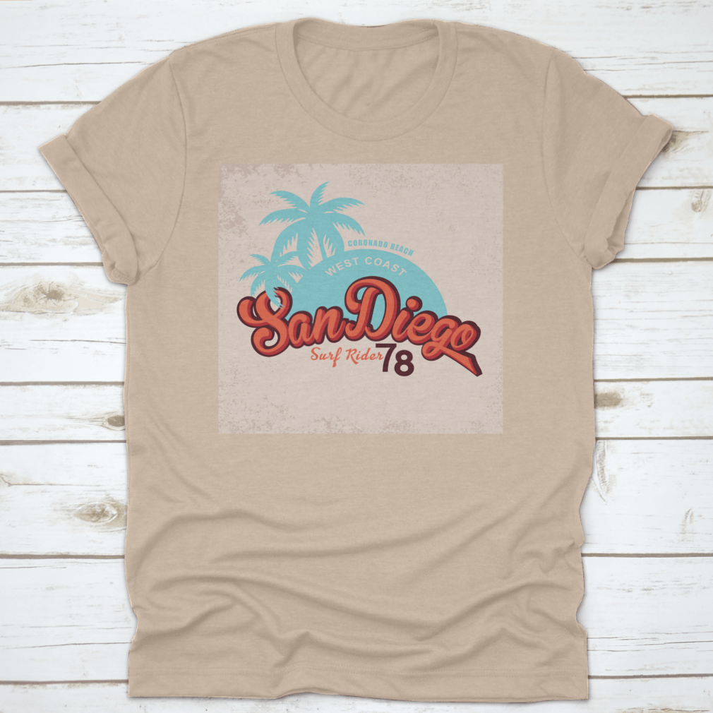 Coronado Beach T-shirt featuring a stylish coconut tree design, perfect for beach lovers.