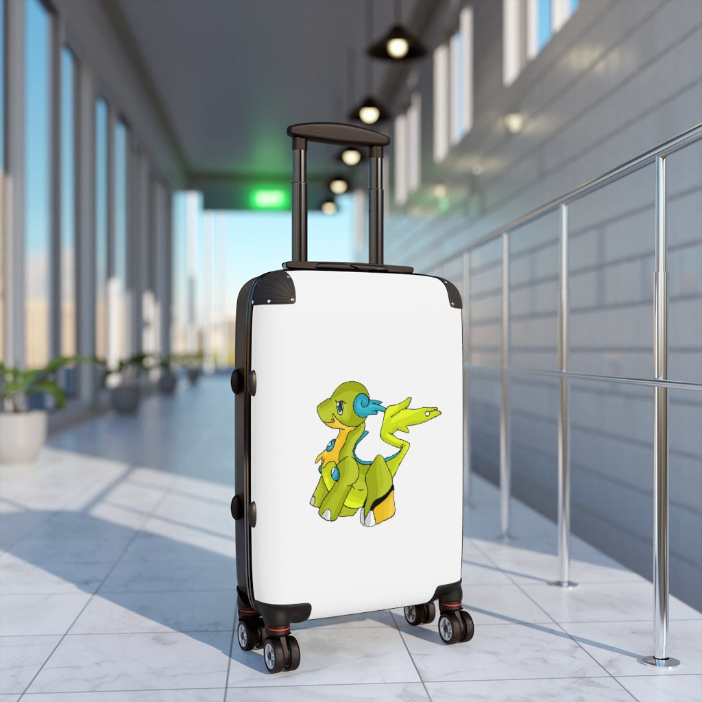 Cortenais Cabin Suitcase in stylish faux leather with adjustable handle and double wheels, showcasing personalized artwork.