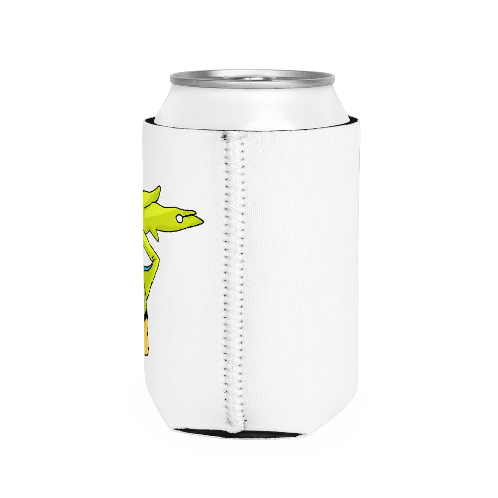 Cortenais Can Cooler Sleeve in black neoprene, designed to fit standard 12 oz cans, featuring a customizable design.