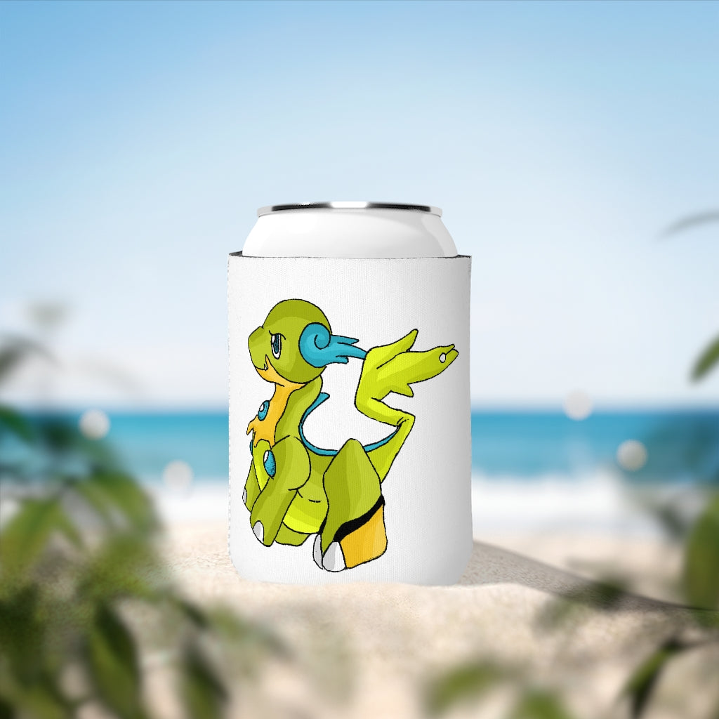 Cortenais Can Cooler Sleeve in black neoprene, designed to fit standard 12 oz cans, featuring a customizable design.