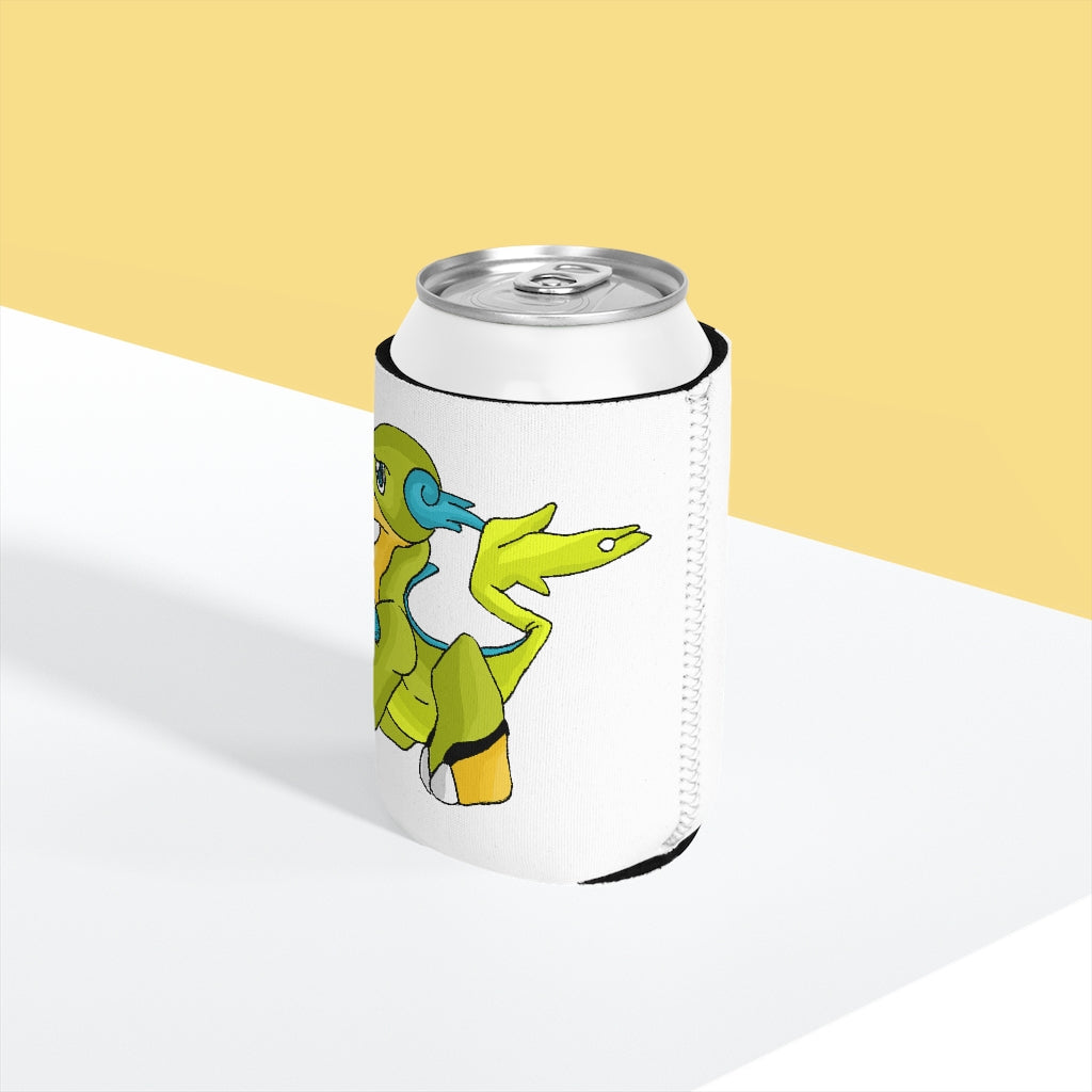 Cortenais Can Cooler Sleeve in black neoprene, designed to fit standard 12 oz cans, featuring a customizable design.