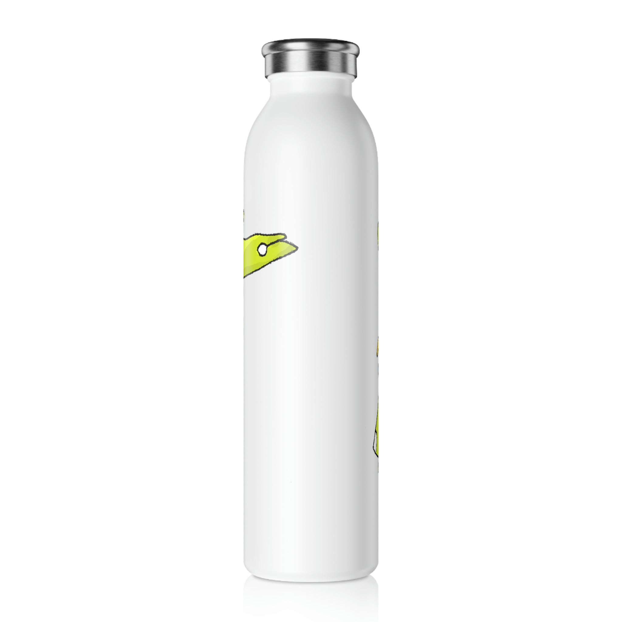 Cortenais Slim Water Bottle with matte finish and silver cap, showcasing vibrant custom designs.