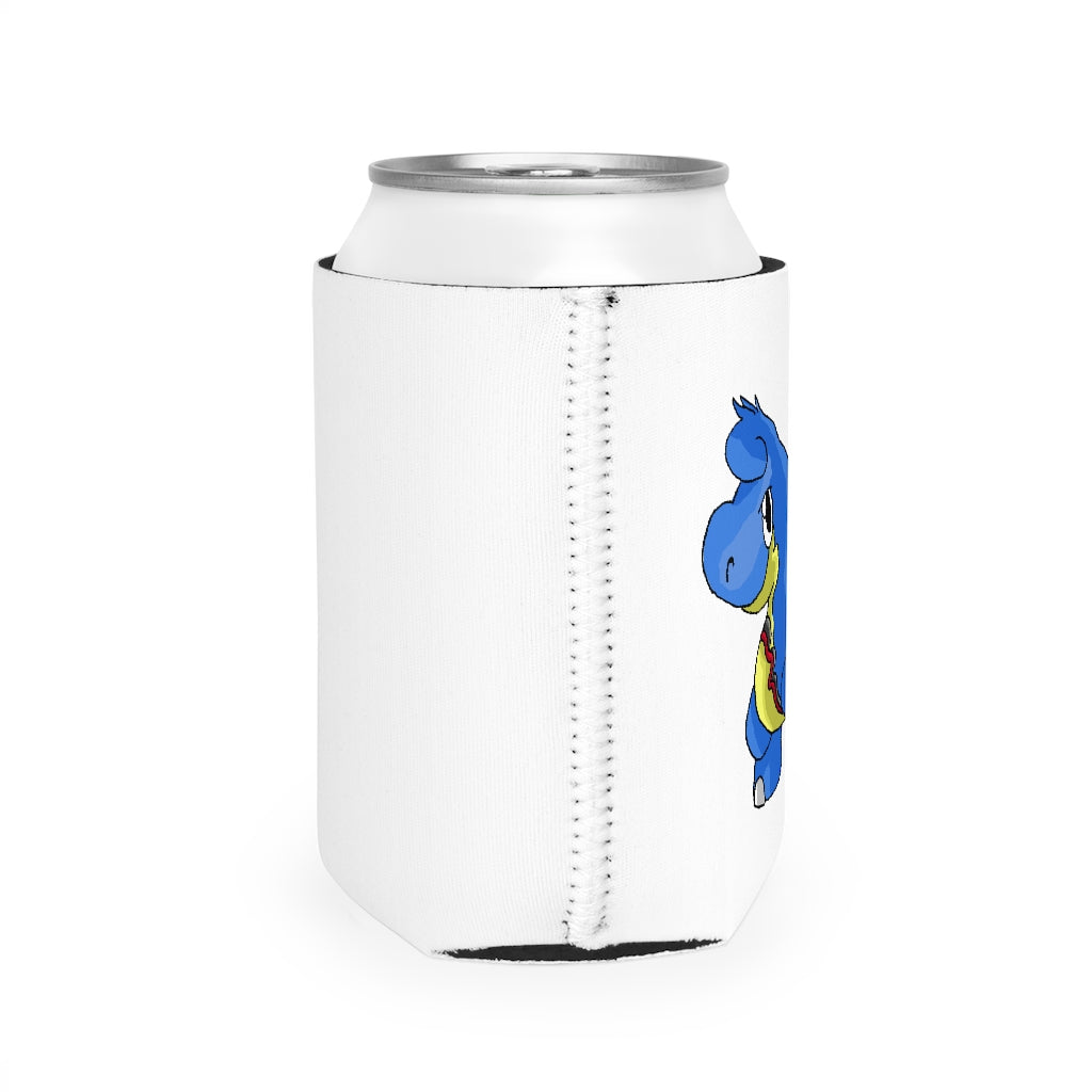 Corteneir Can Cooler Sleeve in black neoprene, designed to fit standard 12 oz cans, showcasing a personalized design.