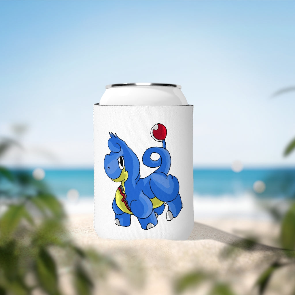 Corteneir Can Cooler Sleeve in black neoprene, designed to fit standard 12 oz cans, showcasing a personalized design.