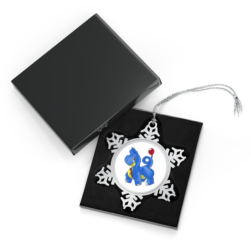 Corteneir Pewter Snowflake Ornament with silver-toned hanging string, showcasing intricate snowflake design.