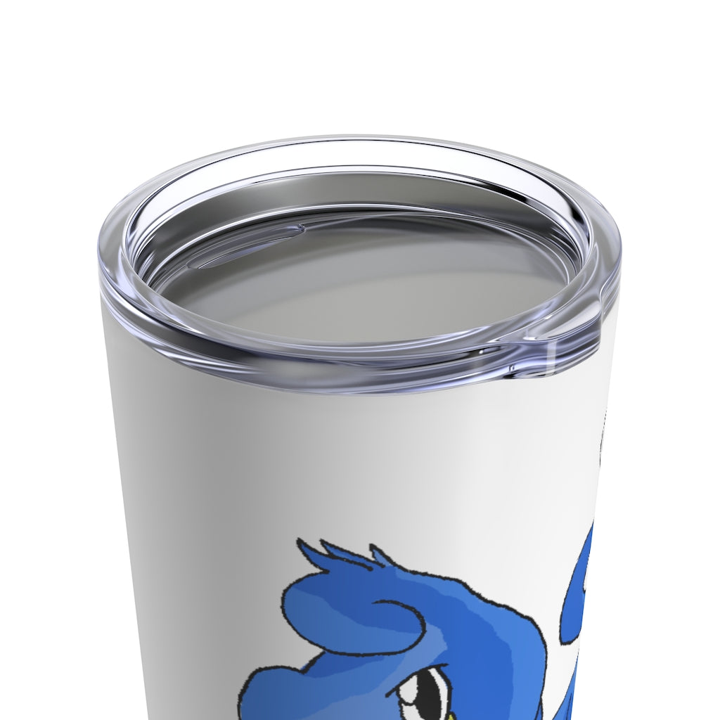 Corteneir Tumbler 20oz in stainless steel with a see-thru plastic lid, showcasing its sleek design and rounded corners.