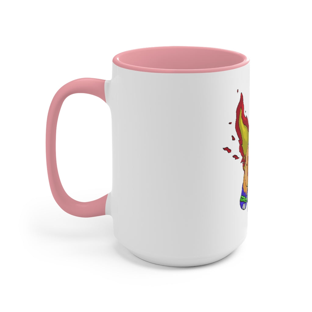 Corteness Accent Mug featuring a white exterior with a colored interior, available in red, pink, and black options, showcasing its ergonomic C-handle.