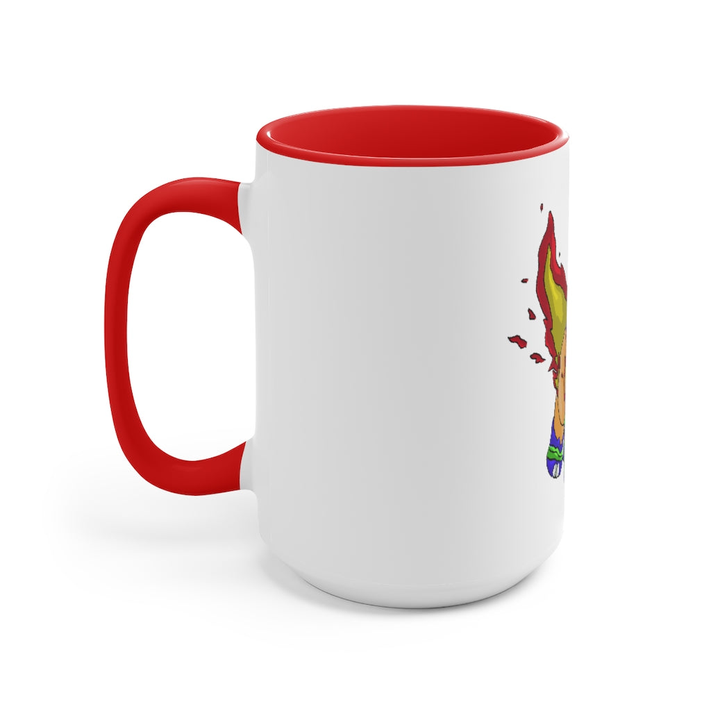 Corteness Accent Mug featuring a white exterior with a colored interior, available in red, pink, and black options, showcasing its ergonomic C-handle.