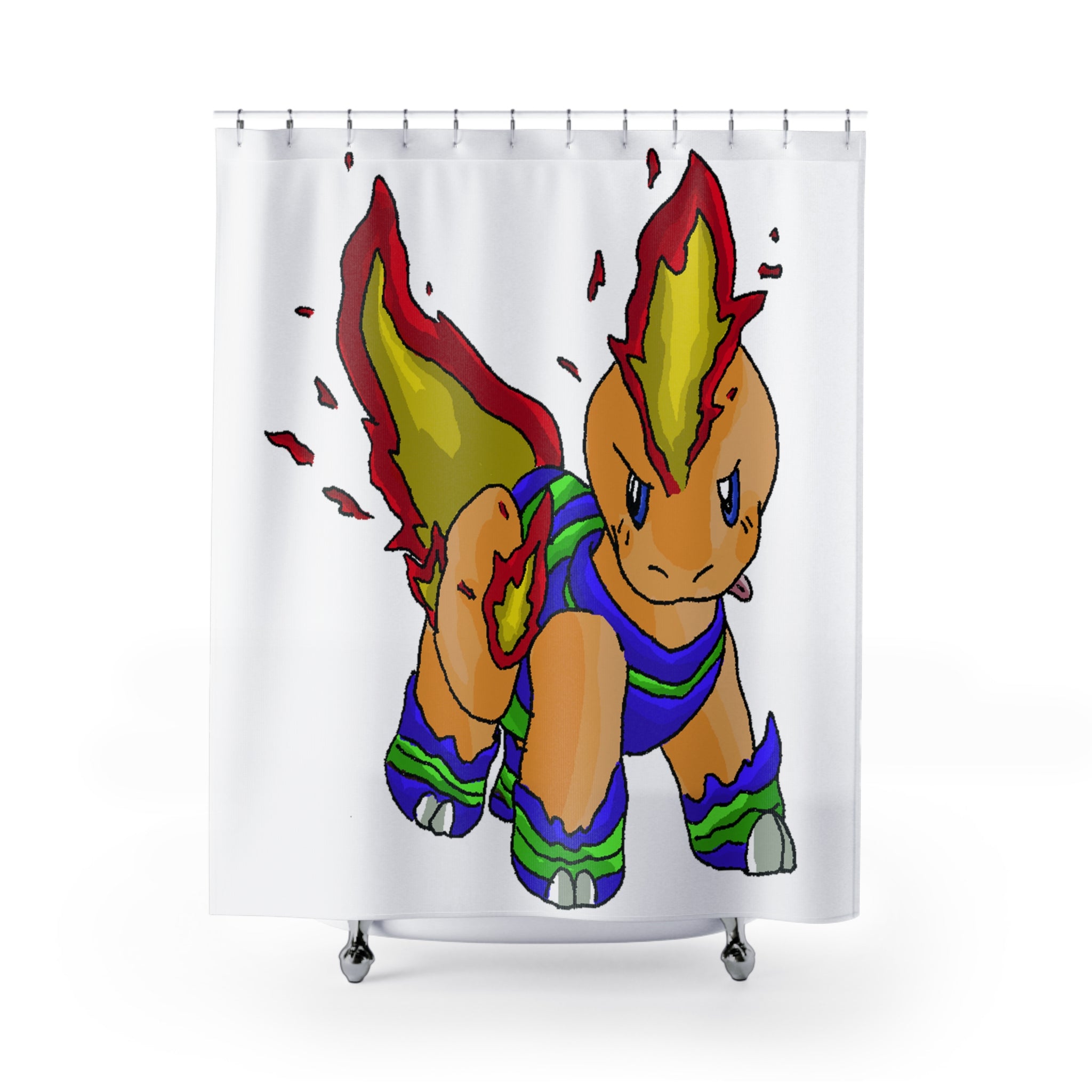 Corteness Shower Curtain featuring vibrant custom designs on durable polyester fabric, enhancing bathroom decor.