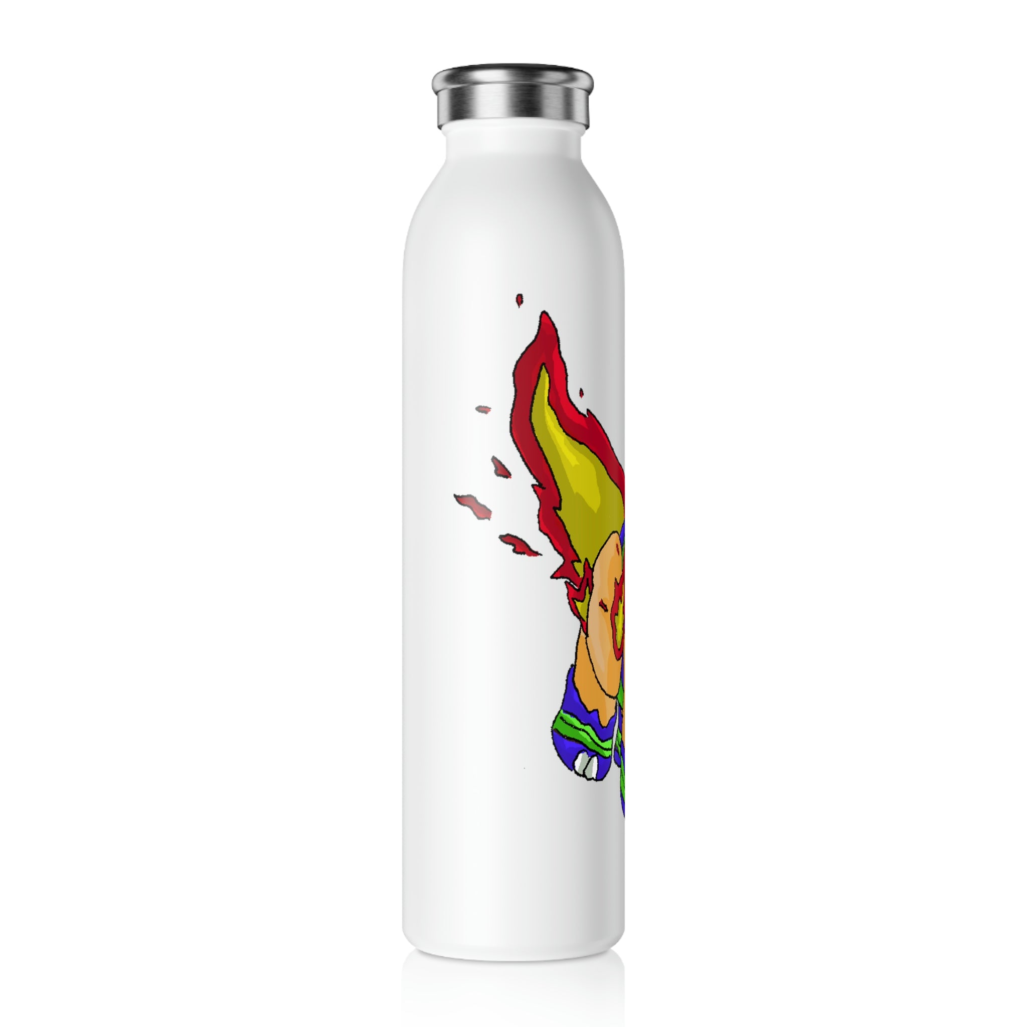 Corteness Slim Water Bottle with matte finish and silver cap, showcasing personalized designs.