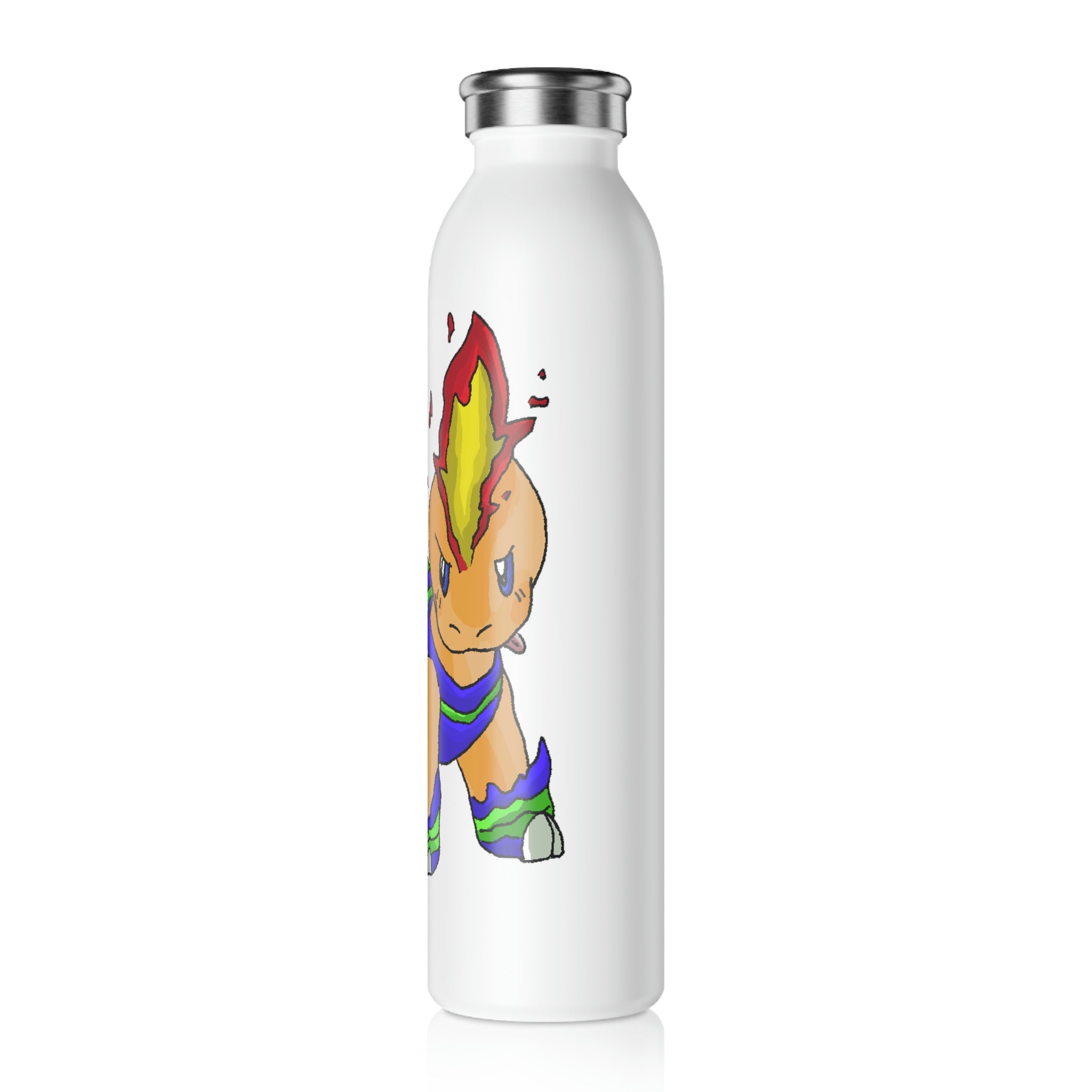 Corteness Slim Water Bottle with matte finish and silver cap, showcasing personalized designs.