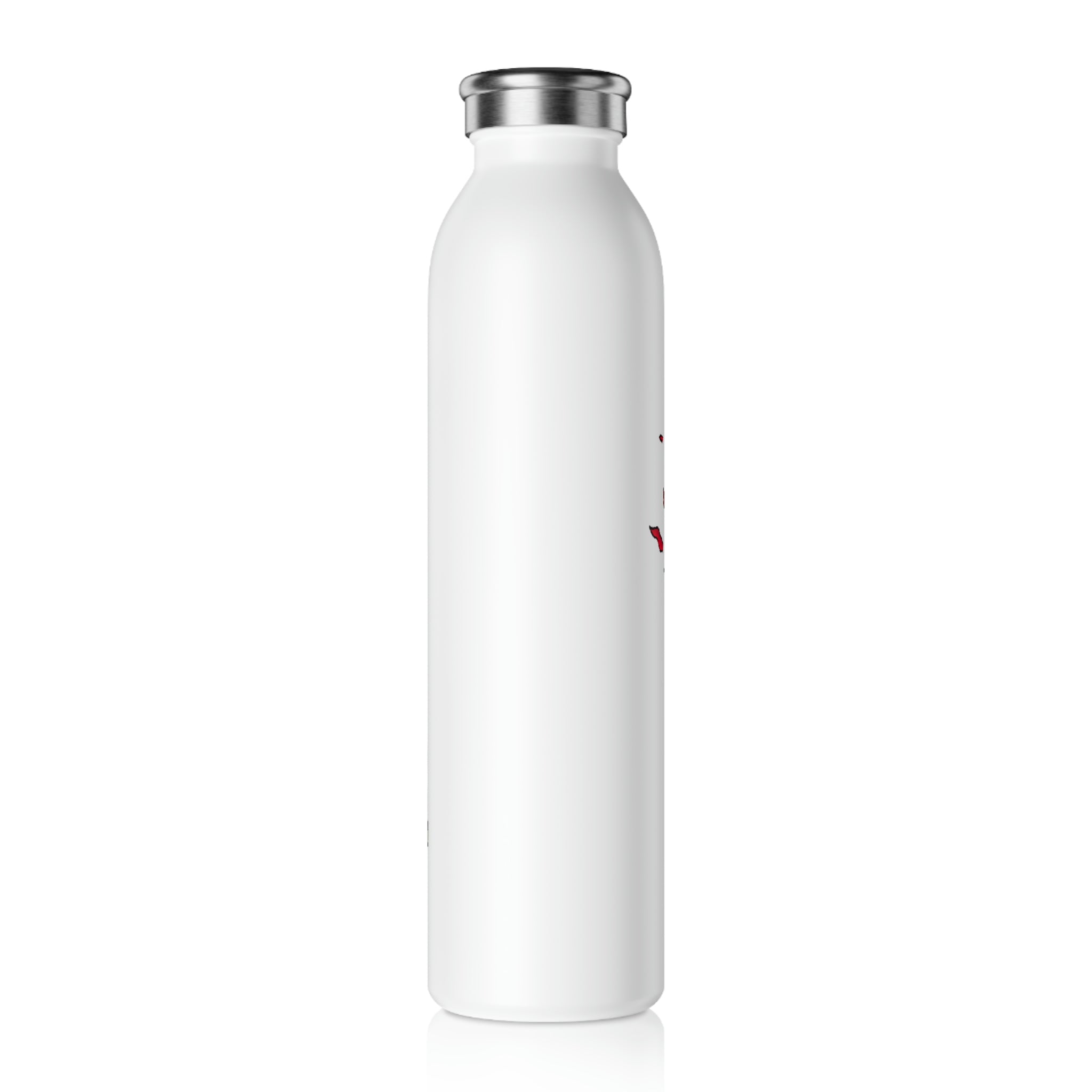 Corteness Slim Water Bottle with matte finish and silver cap, showcasing personalized designs.