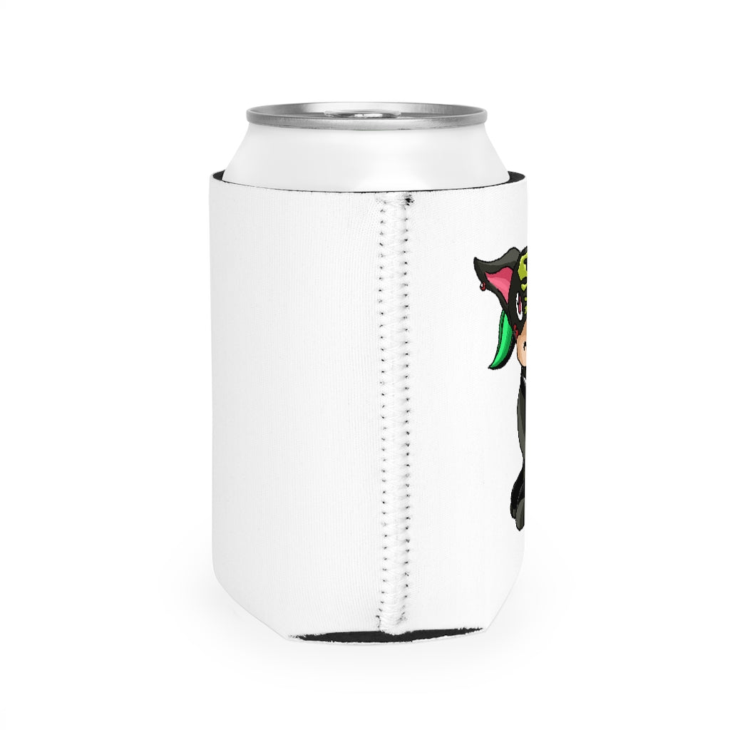 Corteon Can Cooler Sleeve in black neoprene, designed to fit standard 12 oz cans, showcasing its customizable design and non-slip grip.