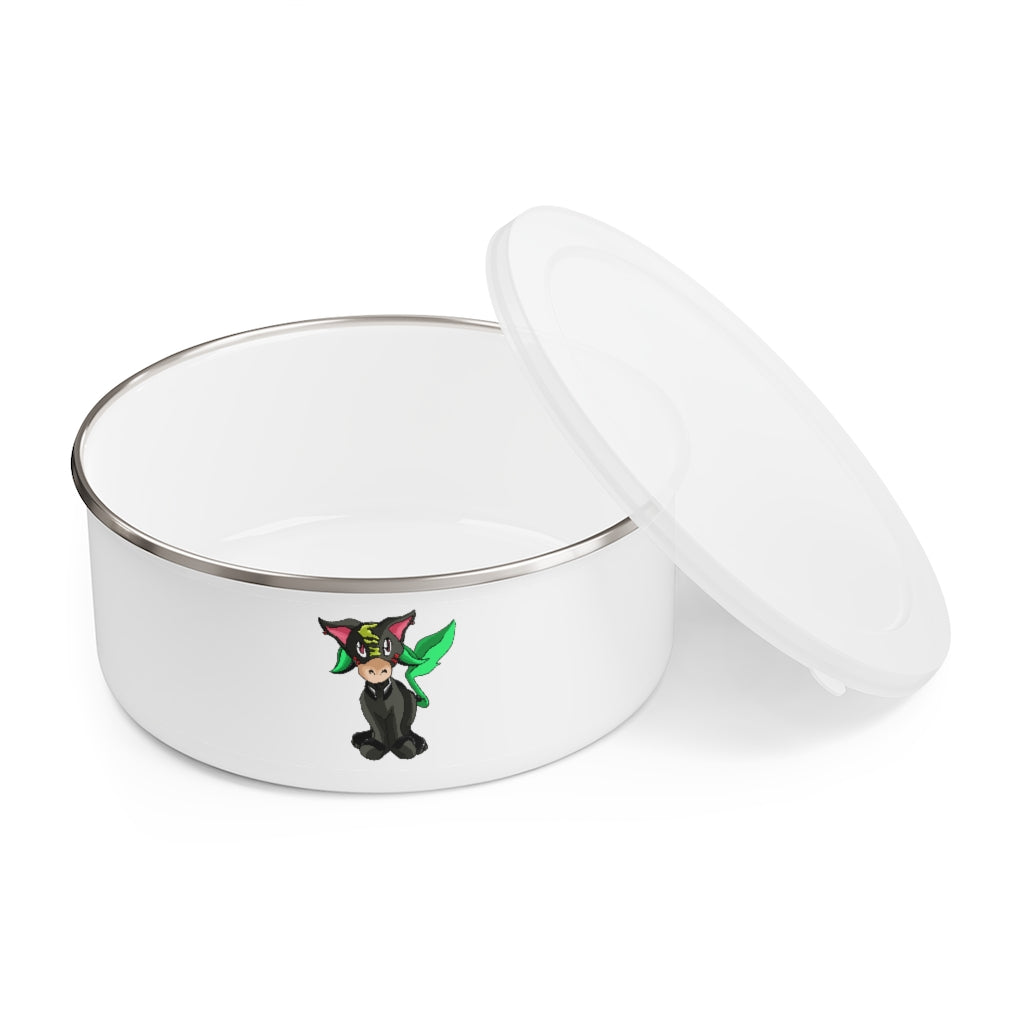 Corteon Enamel Bowl featuring a stylish design, translucent lid, and anti-slip backing, available in three sizes.