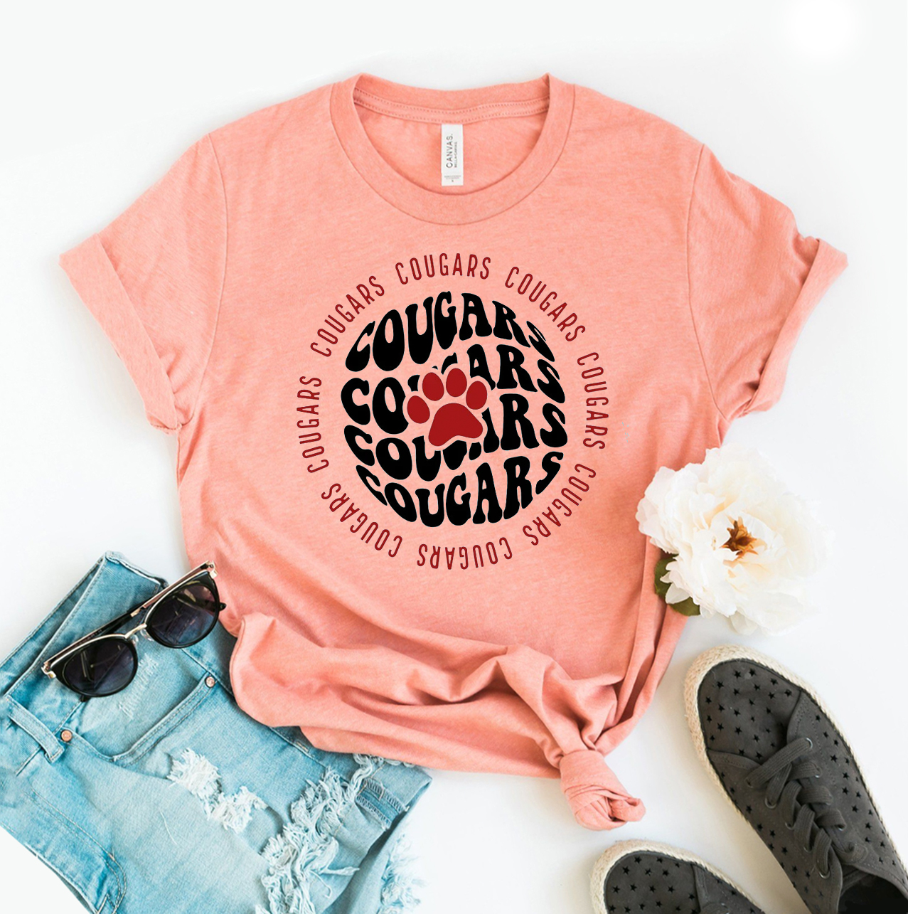 Cougars T-shirt made of premium ring spun cotton with a stylish design and soft textile flex print.