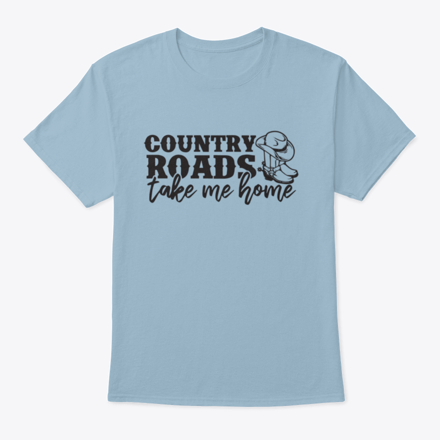 Country Roads Take Me Home T-Shirt featuring a logo design, made from 100% cotton, showcasing a classic fit and midweight fabric.