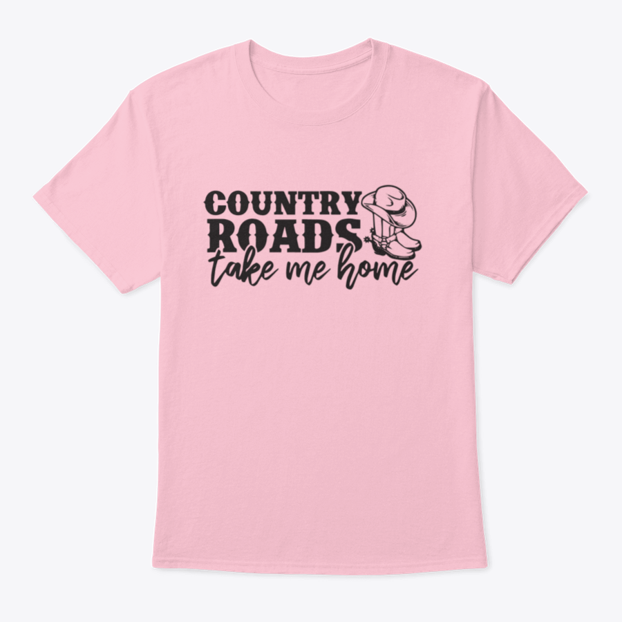 Country Roads Take Me Home T-Shirt featuring a logo design, made from 100% cotton, showcasing a classic fit and midweight fabric.